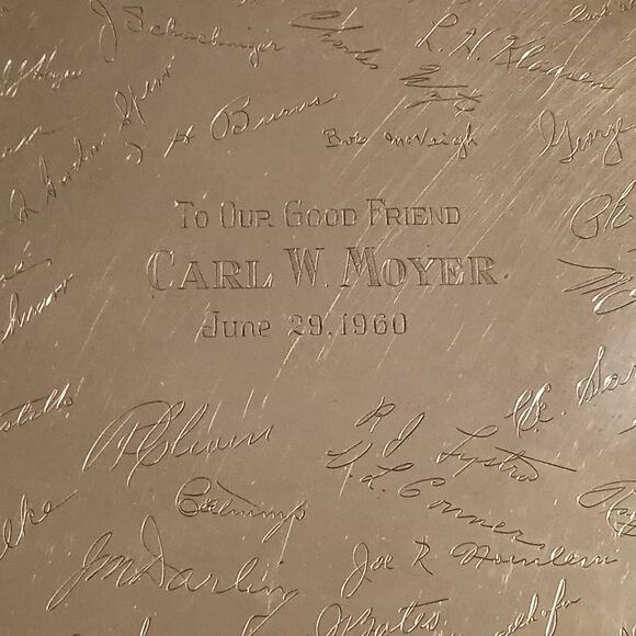 Vintage Sterling Silver Tray Poole Award Carl W. Moyer 1960 Engraved Signatures - Picture 2 of 11